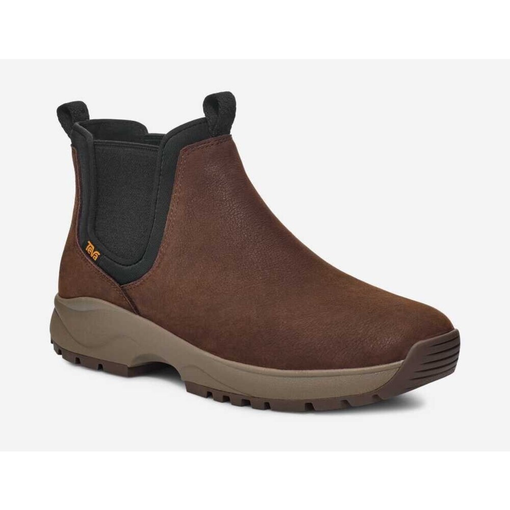 Teva Tusayan Boots Men's 7.5 Chocolate Leather Waterproof Ankle Chelsea JOBB1172